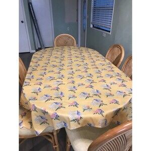 Bright yellow seashell beachy table cloth